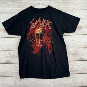 Slayer World Painted Blood Logo T-Shirt Adult Large Black Metal 80's